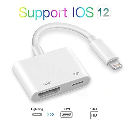 Lightning Digital AV Adapter, Lightning to HDMI Adapter with Lightning Charging Port for 1080P HD TV Monitor Projector for iPhone/iPad/iPod