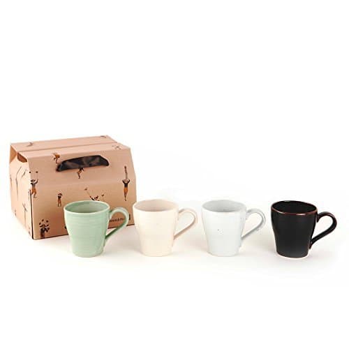KwangJuyo Casual Line Mug set of 4_Mixed Color (White Grey, Ivory, Green, Chestnut Brown)