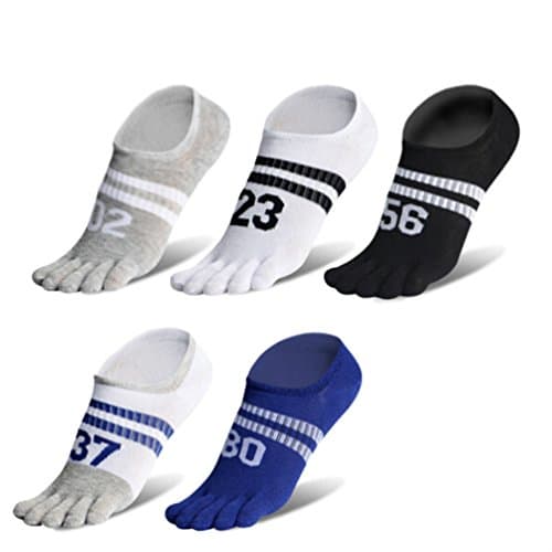 Men's 4-5 Packs Cotton Ankle Socks Unisex 5 Finger Toe Socks No Show Socks for Men