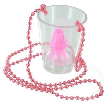 10 x Hen Party Do Willy Shot Glasses With Pink Necklace Hen Party Accessories - Handily carried on the pink beaded chain around your neck