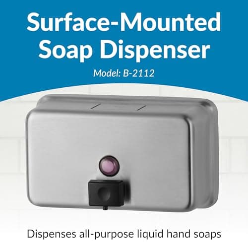 Bobrick B-2112 40 fl oz Capacity, Classic Series Surface-Mounted Horizontal Soap Dispenser
