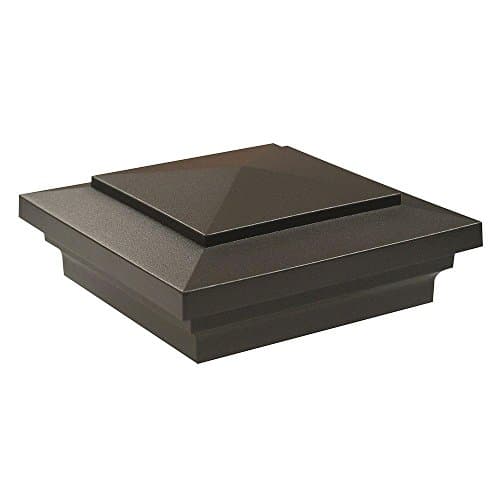 4 in. x 4 in. Black Vinyl Craftsman Post Cap 2-Pack, Nantucket Gray