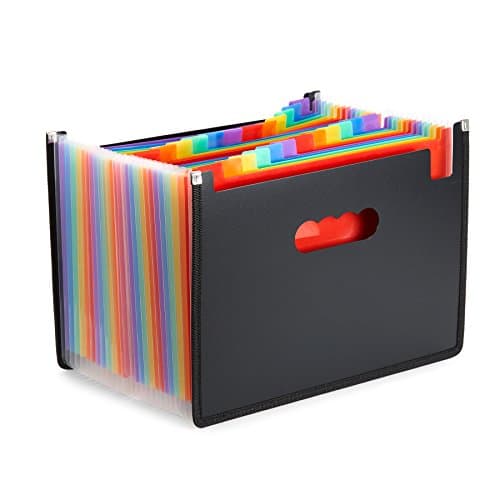 Blue Summit Supplies Accordion File Folder, 24 Pocket Expanding Organizer, A4 Letter Size Document Holder, Rainbow Multicolor