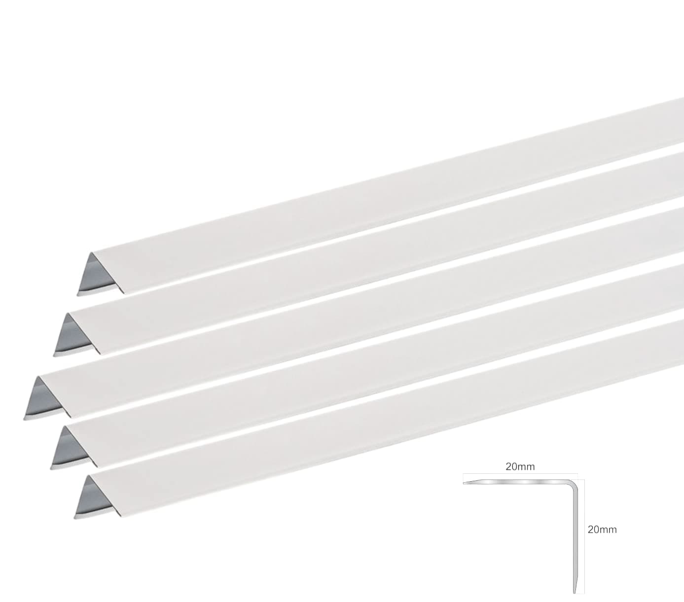 Pack of 5 Suspended Perimeter Trim 2.4m Long Suspended Ceiling Tiles Grid Rails Frames White Suspension Wall Angle 12 Meter Total