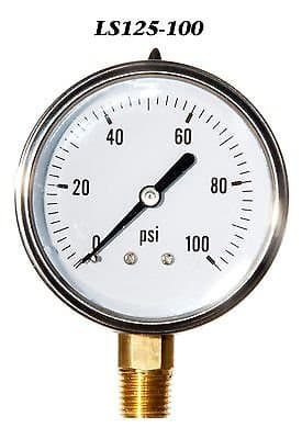 Hydraulic Liquid Filled Pressure Gauge 0-100 PSI