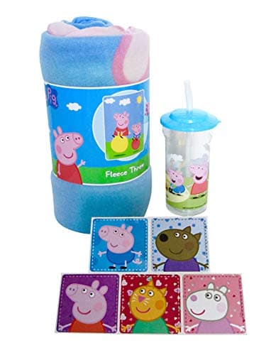 Little Boogers Peppa Bedtime Gift Set - Blanket, 100% BPA Free Tumbler and Stickers