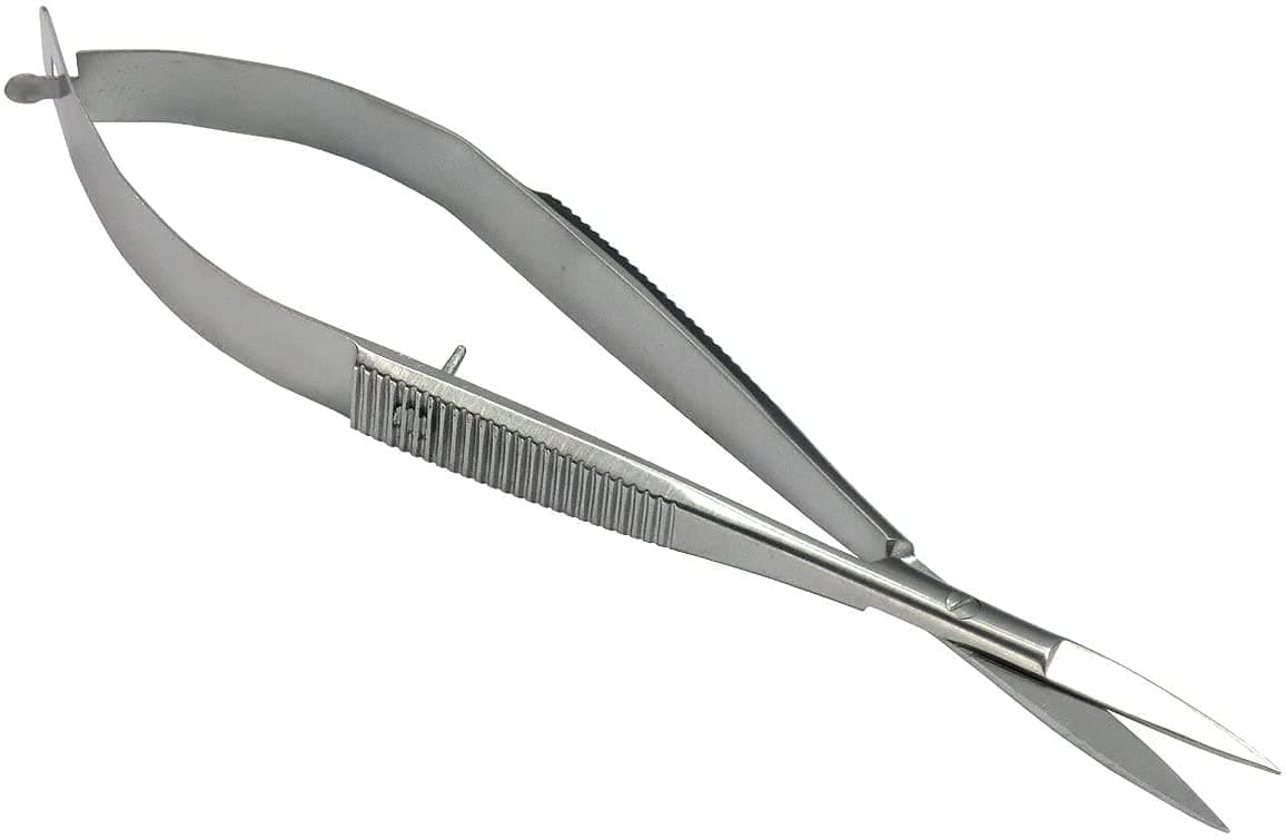 4.5" Straight Stainless Steel Squeeze Scissors - Eyebrow Trimmer, Nose Hair Scissors, Facial Hair Grooming