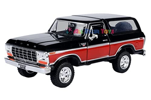 1978 Ford Bronco 1:24 Diecast Model Car SUV Motor Max 79371 (Black and Red)