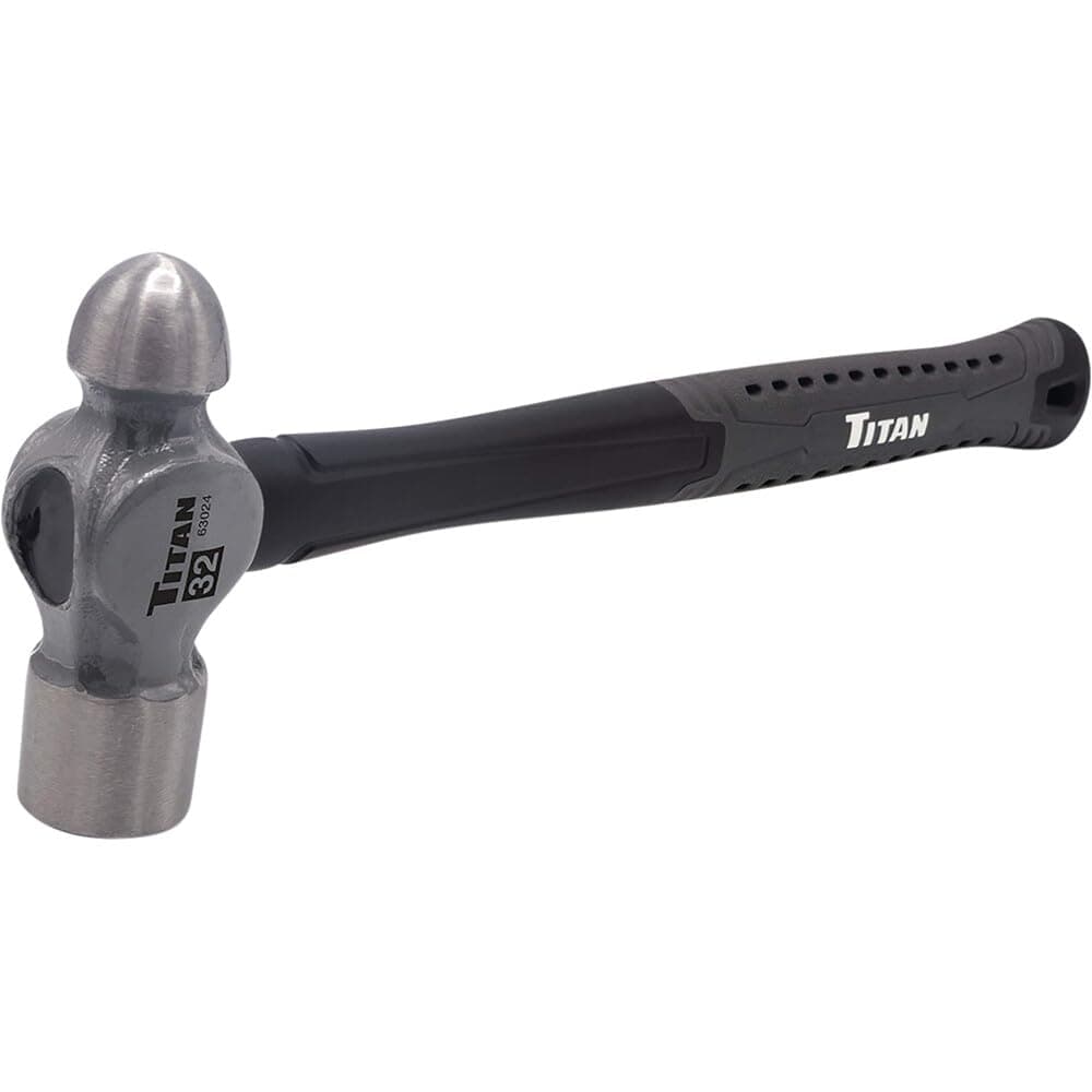63024 32oz Ball Pein Hammer, Forged Steel Head, 14.5" Shock Absorbing Fiberglass Handle with Textured Rubber Grip