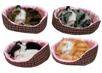 Napping Sleeping Cat Kitten in Bed Collectible Figure, 5-inch, (1-pc Random)