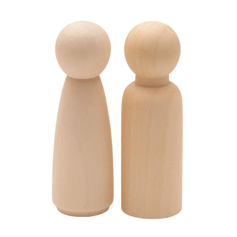 Muka 30 PCS Unpainted Wooden Peg Dolls 90 mm, Large Peg People Blank Doll Bodies for Art Craft