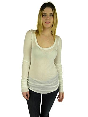 Rick Owens Lilies Womens Milk Semi-Sheer LS Scoop Neck T-Shirt 40