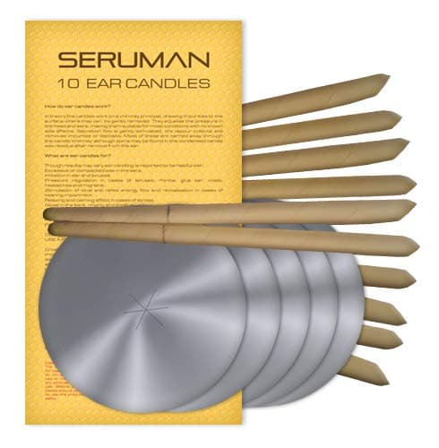 SERUMAN Natural Therapeutics Beeswax Ear Candles (5 Pairs) with Protective Discs