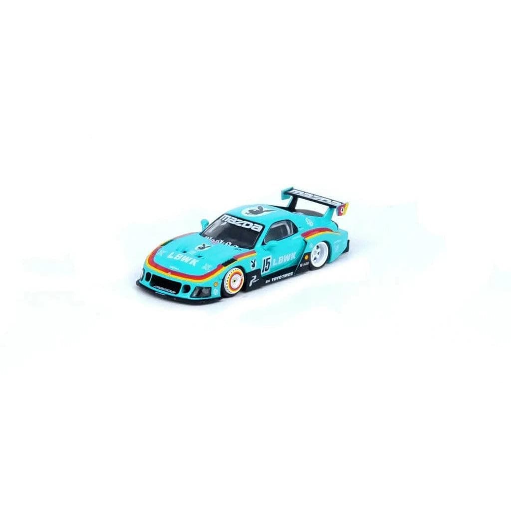 Inno Models RX7 (FD3S) LB-Super-Silhouette RHD (Right Hand Drive) #15 Light Blue with Stripes 1/64 Diecast Model Car IN64-LBWK-RX7-03