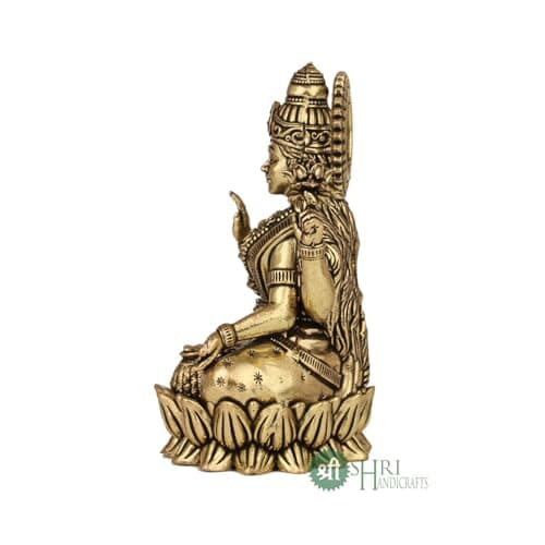 INDICAST Handcrafted Brass Goddess Laxmi Statue for Home Temple | 4" Maa Laks...