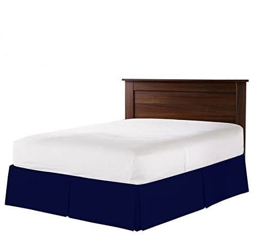 VGI Linen Hotel Series Luxurious Looking 1-PC Split Corner Tailored Bed Skirt (Solid) 550 Thread Count Ultra Soft Genuine Egyptian Cotton with 26" Inch Drop Length (Queen Size, Navy Blue)
