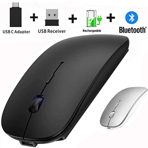 Rechargeable 2.4GHz Wireless Bluetooth Mouse, Wireless Mouse for MacBook Pro Mac Air,Blluetooth Mouse for ipad Notebook Tablet Computer (Black)