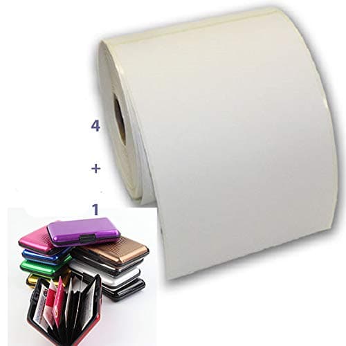 4 ROLLS 100 x 150mm (6x4") 500 WHITE Thermal Labels Roll & CARD WALLET -Zebra Printer, Royal Mail, Hermes (2000 Thermal Printer Labels)