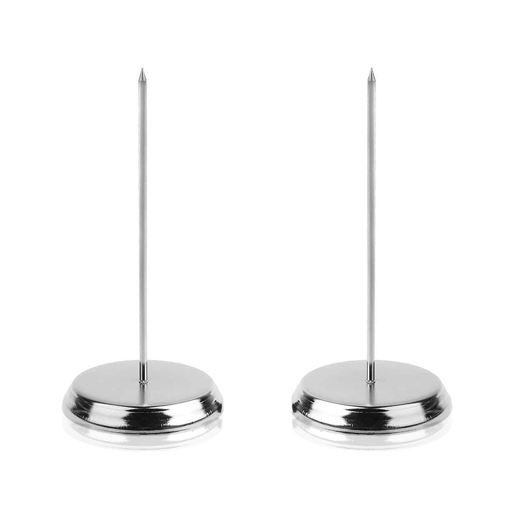 BCP 2pcs Silver Color Desk Straight Rod Paper Holder Spike Stick Receipts Check Bill Fork, 5-3/4inches