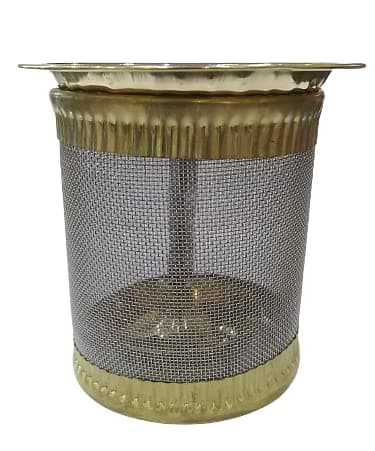 TULJA ENTERPRISES - Tulsi Deepam or kartika Deepam/Steel Mesh Guard with Brass Beading Deepak Wind Cover/Aroma Diffuser/Camphor or Kapur Diffuser/Small (3 x 2.5 in)