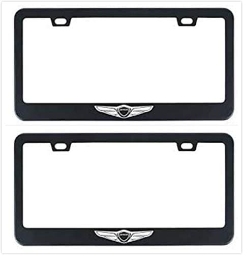 Black Genesis Sport Coupe 4 Door Black Stainless Steel License Plate Frame Cover Holder Rust Free with Caps and Screws (2)