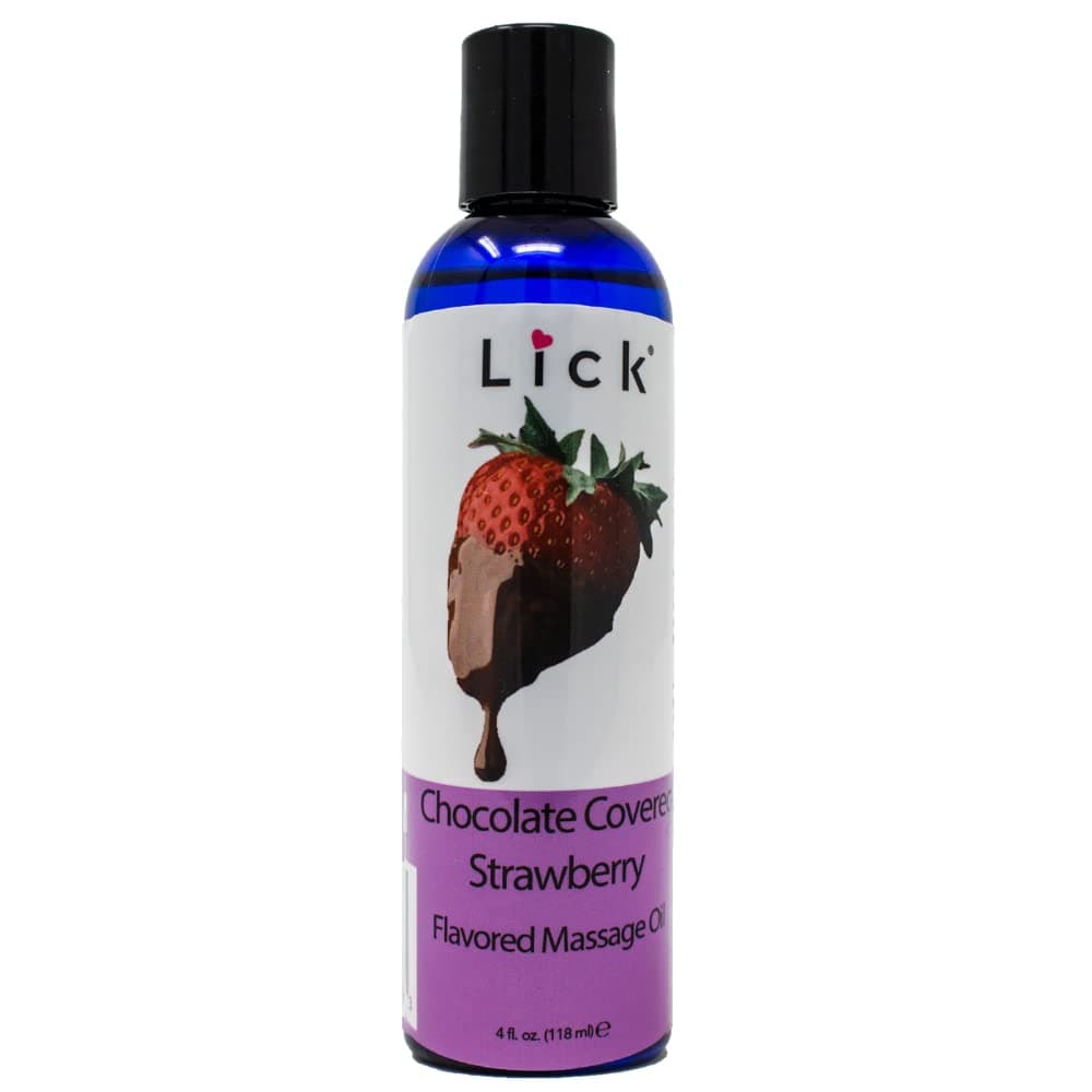 Chocolate-Covered Strawberry Flavored Massage Oil - Edible Full-Body Massage Oil - Soothing, Non-Greasy Formula With Vit E, Fractionated Coconut Oil, Sweet Almond Oil - Vegan, No Sugar - 4 Fl. Oz