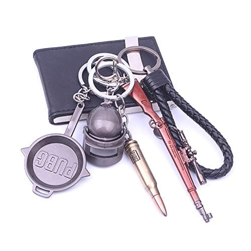 AOVITY set of 4 Miniature Metal Removable Cartridge Exquisite PUBG Keychain Accessories Keychain Charm Souvenir Gifts (Color b)