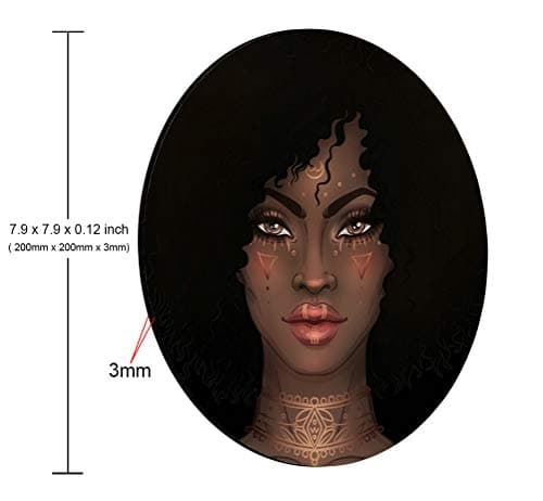 Mouse Pad, African American Pretty Girl Round Mousepad, Non-Slip Rubber Base, Customized Gaming Mouse Mat for Laptop, Computer & PC 7.9 x 7.9 x 0.12 Inch