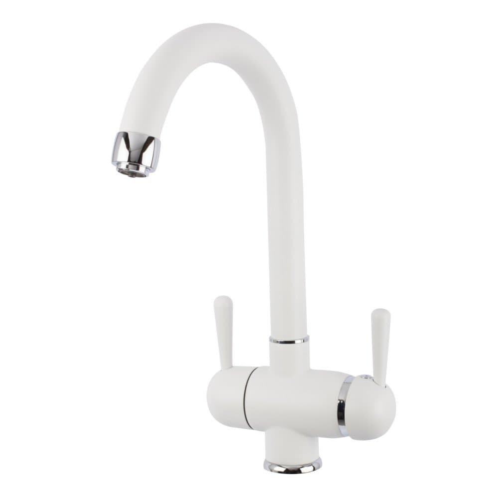 GM 3-Way Tap Fitting C Spout White for Amway eSpring Water Filter Suitable for Kitchen Sink Mixer Tap Three-Way Tap