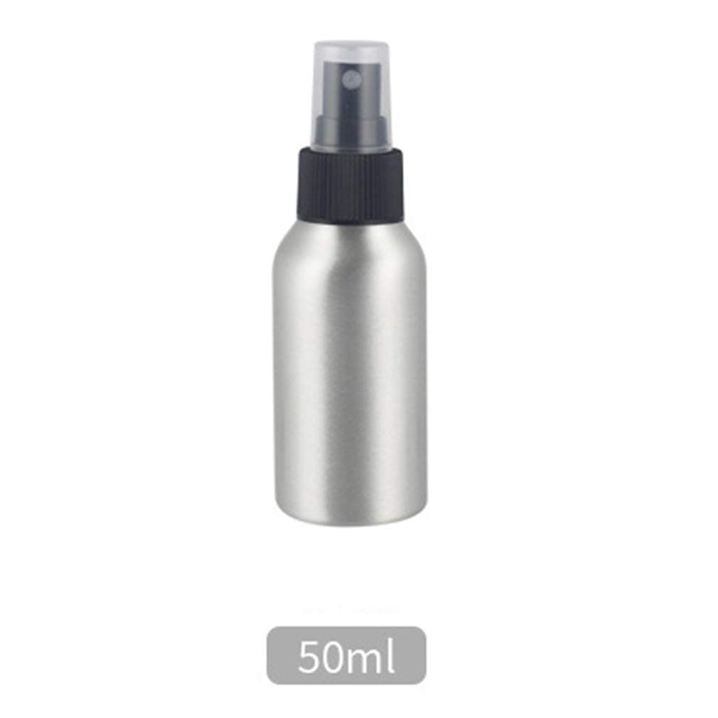 Grandiy Aluminium Spray Bottle Mini Metal Atomizer Bottles with Clear Fine Mist Sprayer,50ml Black Ribbed Silk Spray