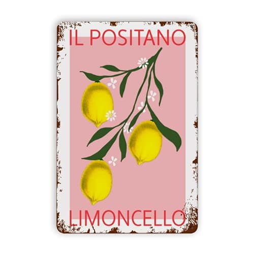 Lemon Wall Art Positano Poster Italian Lemons Art Bar Wall Decor Metal Signs For Garage Man Cave Metal Tin Signs Vintage 8x12 Inch