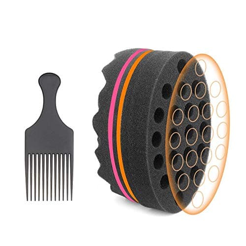 Curl Twist Hair Sponge Big Holes Brush Double-Sided Comb for Afro Hair Pick