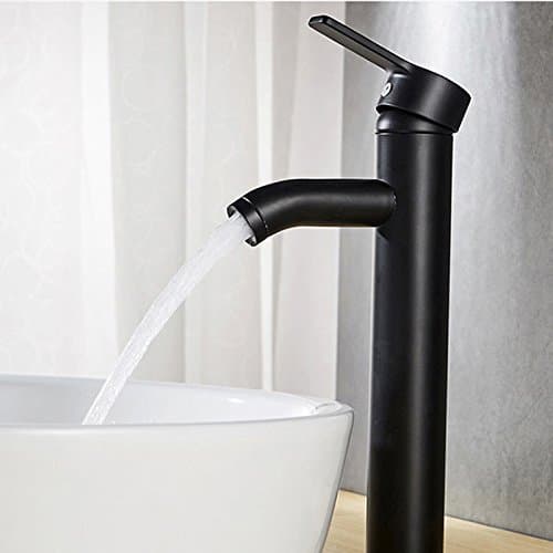 Black Matte Frosted Faucet Mixer Tap Bathroom Sink Faucet Stainless Steel Single Basin Sink Faucet Cold and Hot Water Single Hole Single Handle(Black-Big)