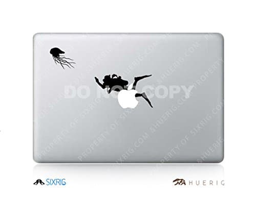 Sixrig Scuba Diver and Jellyfish Tropical Reef - Beach & Ocean Art - Macbook Pro Air Sticker Decal Video Gaming --- For All Mac Laptops All Screen Sizes #2109