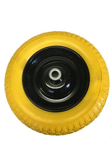 Replacement 14" PU Foam Filled Solid Wheelbarrow Wheel Puncture Proof Yellow Tyre Heavy Duty