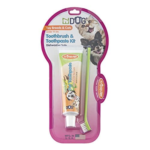 Triple Pet EZ Dog Toothbrush and Toothpaste Kit for Toy Breeds and Cats | Best Dental Kit Set