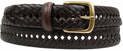 Giorgio Giovani Men's Big and Tall Leather Braided Belt Brown Size 56 Waist