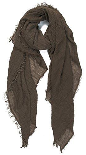World of Shawls Chic Ladies Cotton Blend Crinkle Distressed Effect Scarf with Fringed Edges