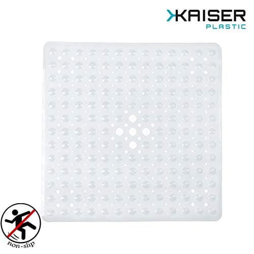 KAISER PLASTIC® Shower Mat | Bath Mat | Clear Colour | Square 53 x 53 CM / 21" x 21" | Non Slip | Anti bacterial | Perfect Suction Cup Gripping an Protection