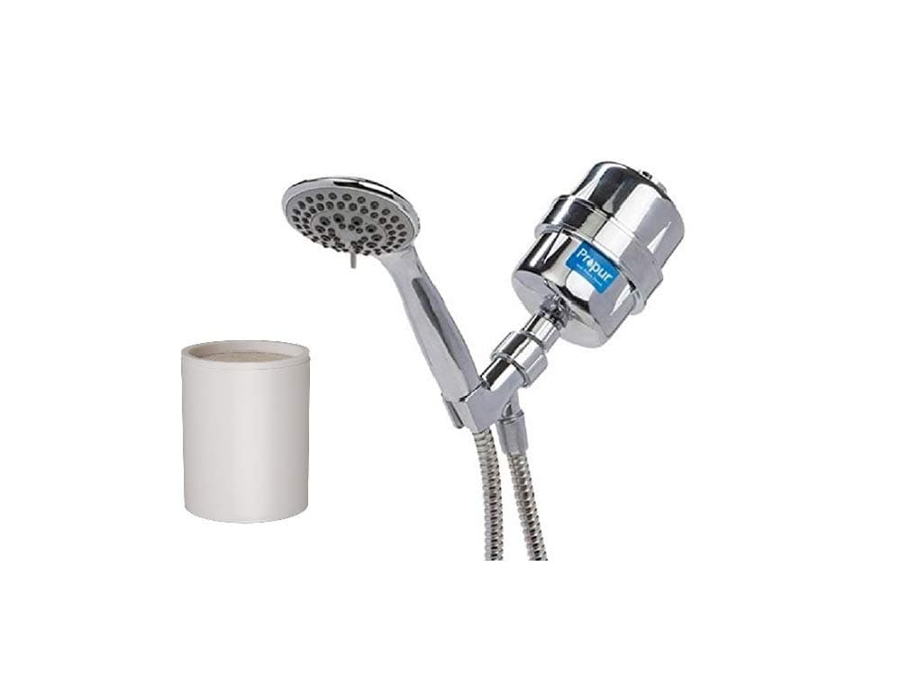 ProPur ProMax Handheld Shower Filter with Massage Head, 48" Stainless Steel Flex Hose (Chrome Plus) BUNDLED WITH ProMax PM-RF Replacement Shower Filter