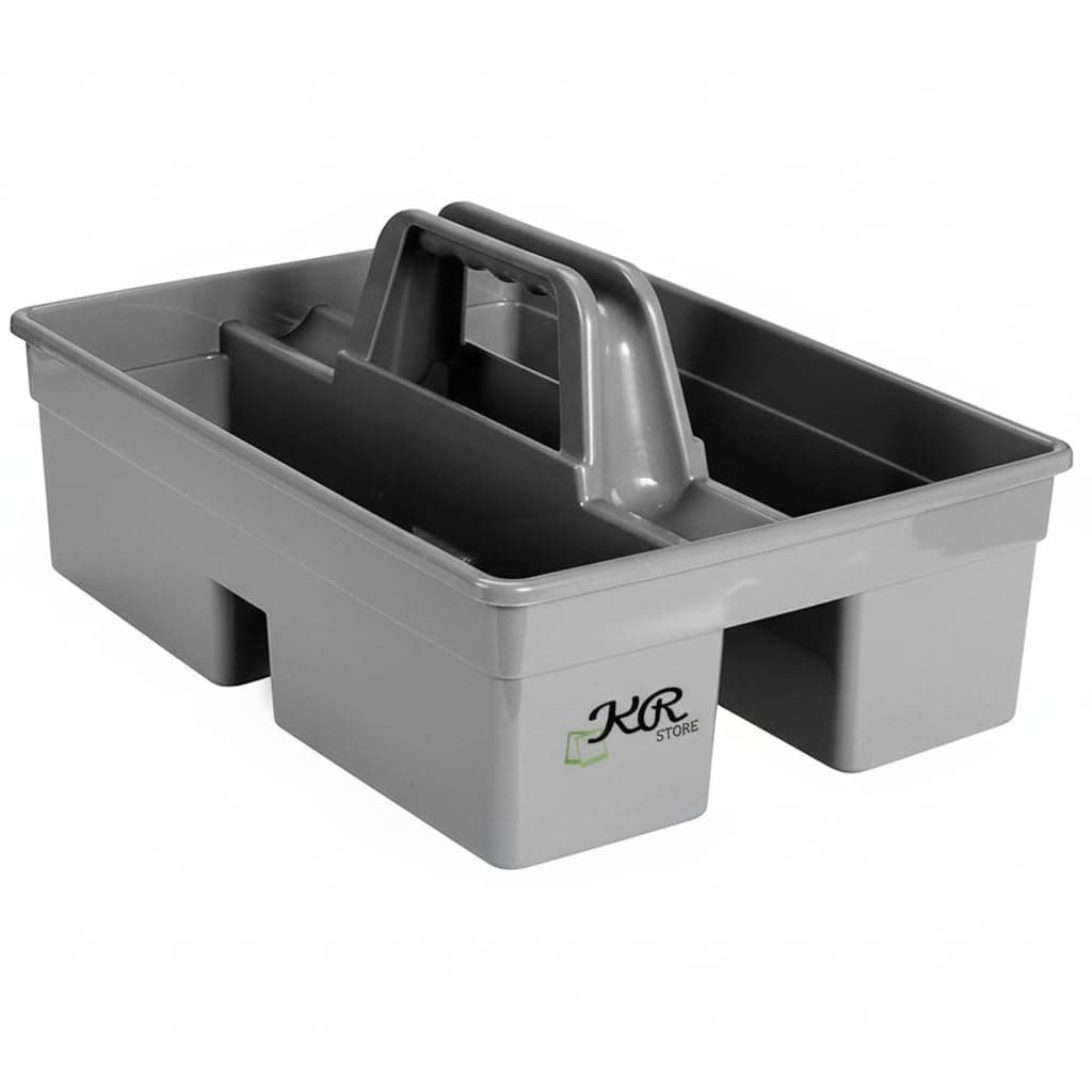 3-Compartment Heavy-Duty Caddy Basket β Industrial Cleaning Organizer with Handle for Bathroom, Tools, Floors & Windows β Durable Utility Basket (Grey)