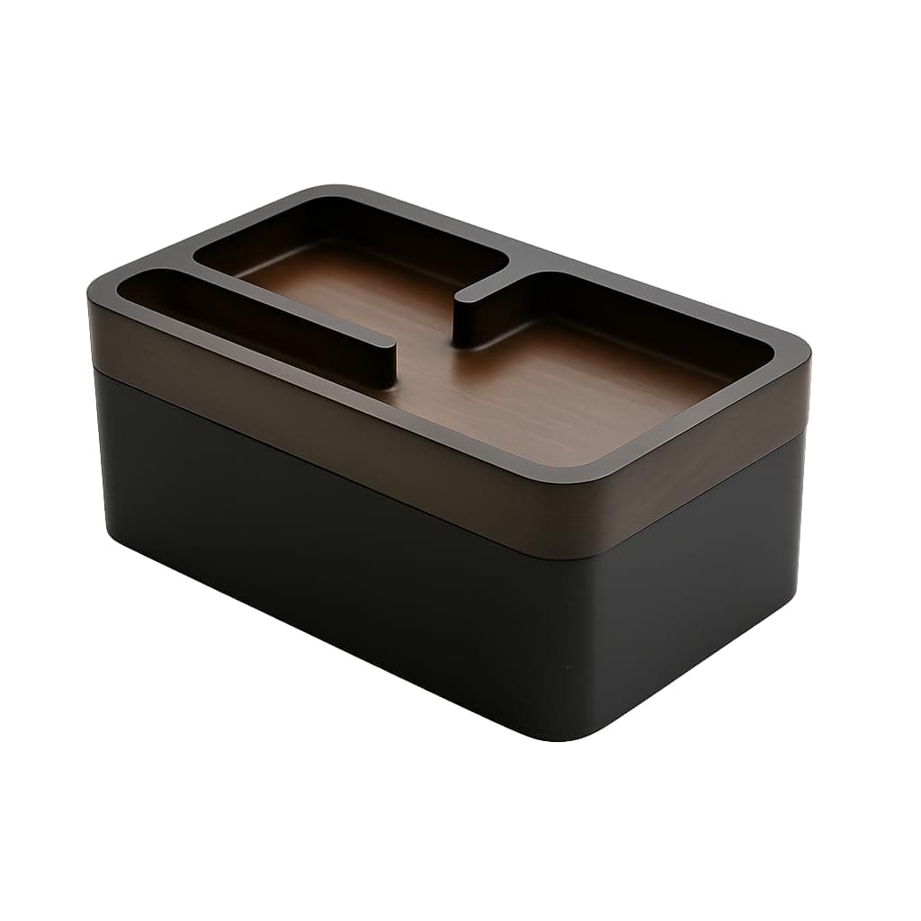 mordeco Revov Tray Box, EDC Valet Tray Box with Authentic Wood Magnetic Rotating Lid, Office Table, EDC Gear Organizer, Home Office, Desk Accessories (Black)