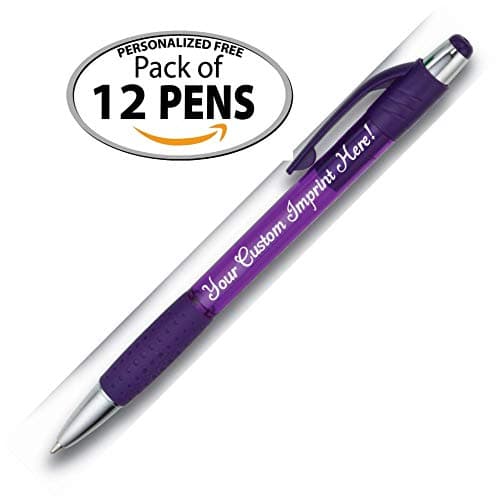 Express Pencils Personalized Ballpoint Pen - The Cutey Click Custom Printed - Full color Name/Logo/Text/Message with Personalization - 12 Qty (Translucent Purple)
