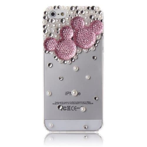 3d Clear Crystal Bling Case Cover with Rhinestone Mickey Minnie Mouse for Iphone (4 4s, pink)