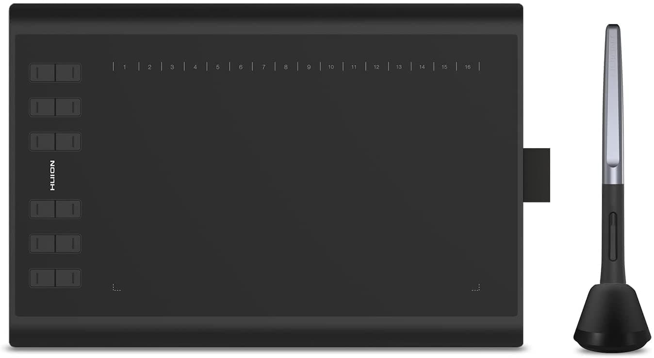 HUION Inspiroy H1060P Graphics Drawing Tablet 10 x 6.25 inches with 8192 Pressure Sensitivity Battery-Free Stylus and 12 Customized Hot Keys, Digital Art Tablet for Mac, Windows PC and Android
