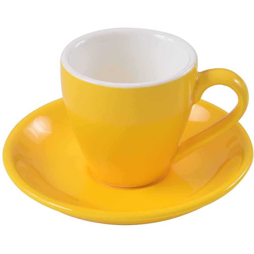 – Porcelain Espresso Cup with Saucer, Espresso Shot Cup, Demitasse Cup, 80ml/2.7Oz, Yellow