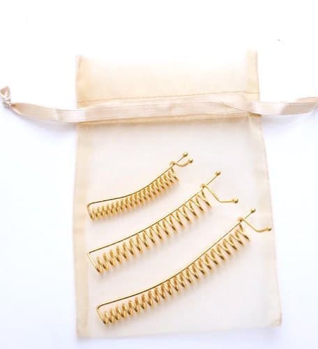 SpyralClips - Set of 3 Gold Finish - Small, Med & Lrge. For securing hair up or back. Made in China.