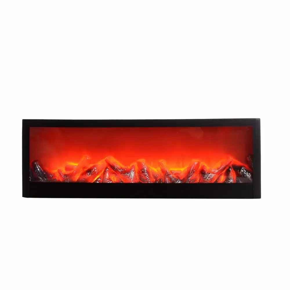 Portable Artificial Fireplace LED Lamp with Realistic Flame Effect Big 24 Inch for Living Room, Bedroom, Indoor Decoration Electric Faux Fire Place Black