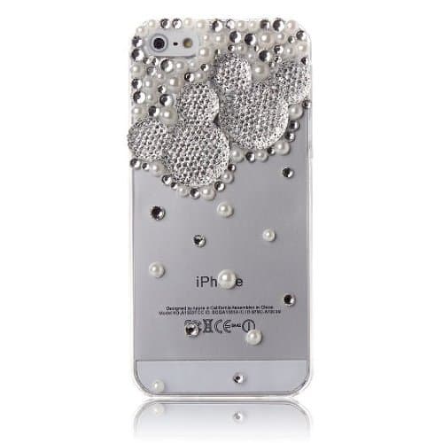 Punkphone 3d Clear Crystal Bling Case Cover with Rhinestone Mickey Minnie Mouse for Iphone 5c, White