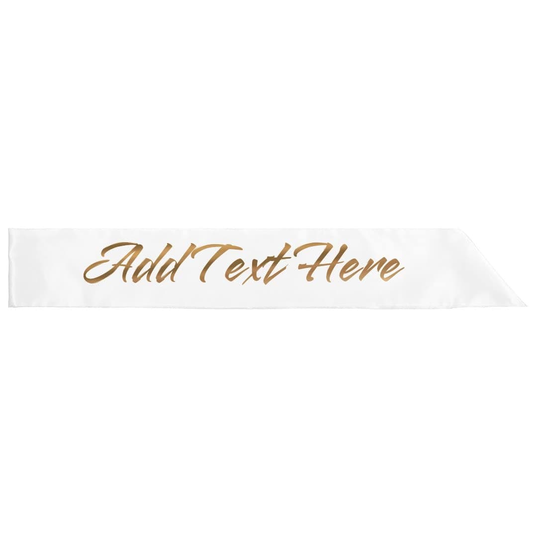 Customized Girl Fancy Gold Metallic Text: Adult Satin Party Sash